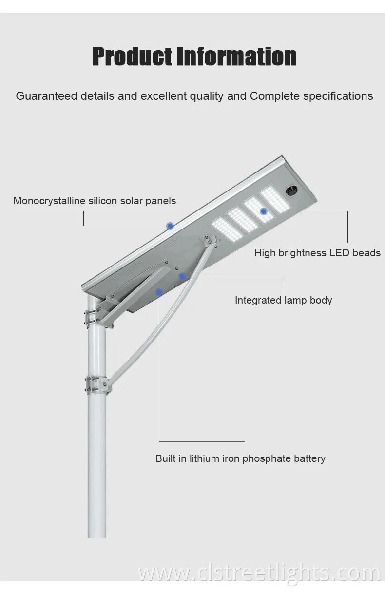 30W 40W 50W 60W All in One Intergrated Outdoor Solar LED Power Garden Street Light